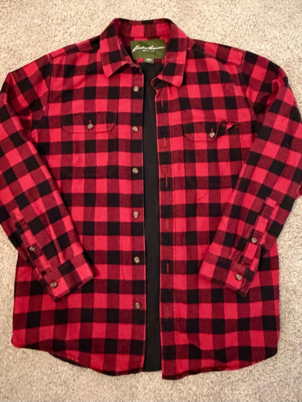 Eddie Bauer Red and Black Buffalo Plaid Flannel Shirt